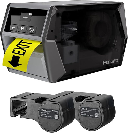 Makeid D50 Industrial Label Printer, Desktop Label Maker 2" Print Head, Mobile APP & PC Editor Compatible, 2600mAh Li-ion Battery, Come with 1.97" W x 26.24ft L Label Heavy-Duty Labeler for Job Sites
