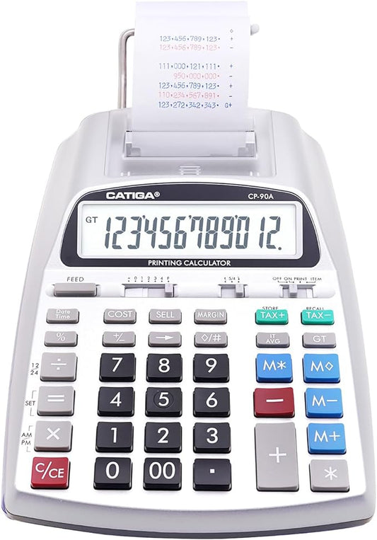 CATIGA New & Upgraded 2025 Printing Calculator Adding Machine 10 Key, Desktop Home Office Calculator with Paper Roll Print Out, Accounting Business Finance