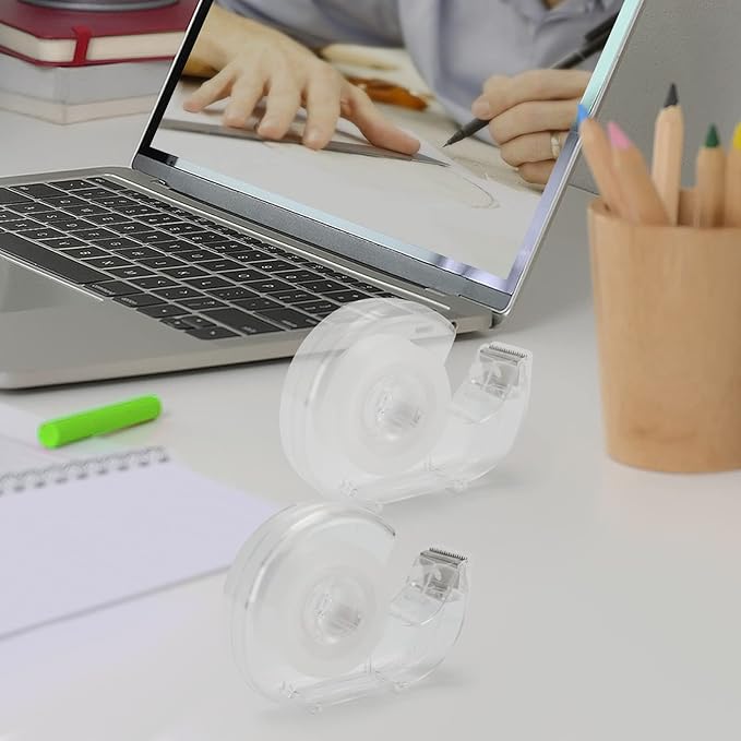 24 Pcs Transparent Tape with Dispenser, 0.7 in x 1000 in Clear Tapes and Refillable Dispensers, Office Tape Rolls with Dispenser Bulk for Craft Jobs, Gift Wrapping, Repairing, Home and School