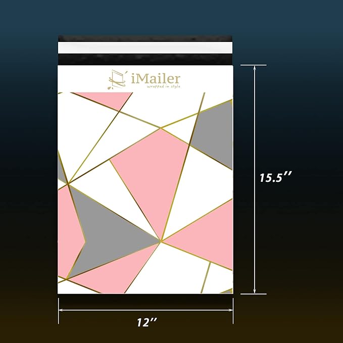 100 Count - 12 x 15.5 inch Poly Mailers Shipping Bags Envelope Triangle Print Mailing Package for Clothing-Self Seal…