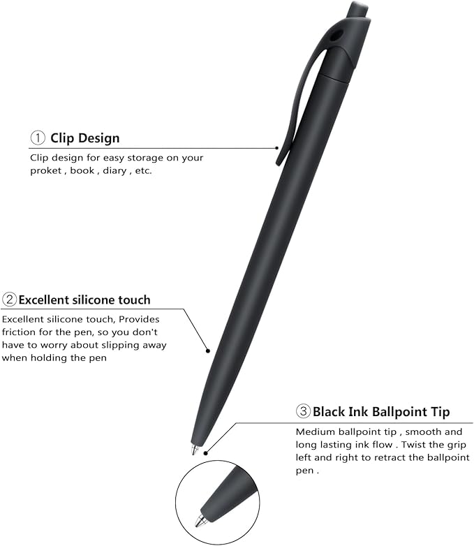 Aozora Pens Bulk,80 Pack Black Click Pens No Bleed,Wholesale Retractable Ballpoint Pens Medium Point,Smooth Ink Pens for Journaling School Office Supplies 1.0MM Black Ink