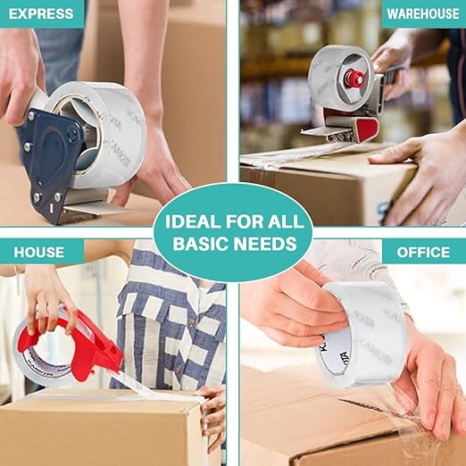 KAMOTA Packing Tape, 24 Rolls Heavy Duty Clear Packaging Tape for Shipping Packaging Moving Sealing, 2 inches Wide, 65 Yards Per Roll, Total 1560 Yards with 4 Dispensers
