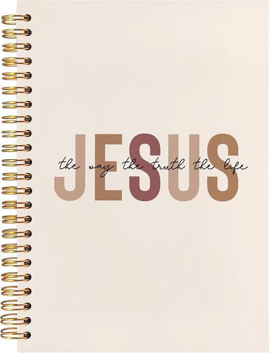 BearCake Boho Christian Notebook Journal, Christian Gifts for Women, Bible Notebooks for Note Taking, Bible Journaling Notebook, Jesus the Way the Truth the Life Hardcover Spiral Notebook 5.5x8.3
