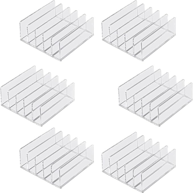 6Pack Acrylic Mail Organizer for Sorting Mail, Business Card, 5Slot Acrylic Mail Sorter for Desktop Shelf, Clear Bill Money Divider for Cash Envelope, Desk Organizer, Home and Office Use
