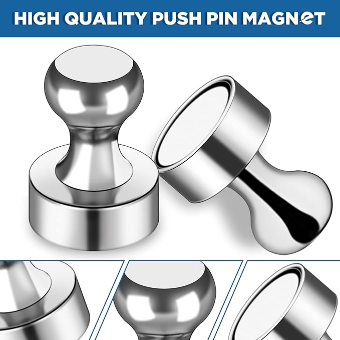 LOVIMAG 25Pcs Magnetic Paper Clip Dispenser Holder for Whiteboard, Strong Magnets Fridge Magnets Adult, Small Push Pin Magnet for Whiteboard, Office, Classroom, Map, Thumb Tacks Magnet