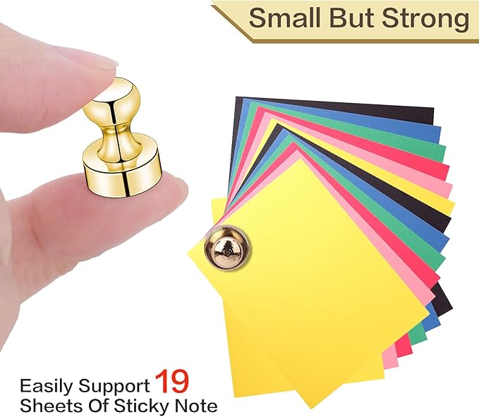 20 PCS Refrigerator Magnets, Gold Metal Push Pin Magnet, Ideal for Whiteboard Magnets, Fridge, Office, Classroom, Map