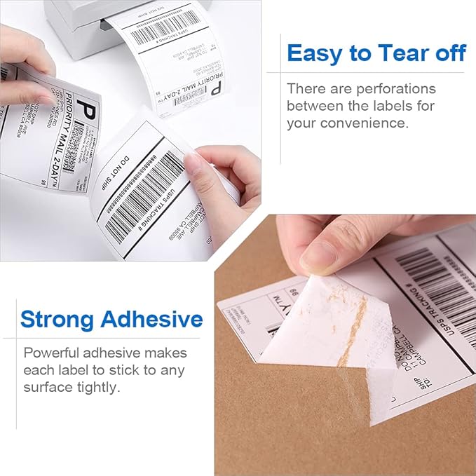 1000 Fanfold 4"x6" Direct Thermal Shipping Address Labels, (500 Labels/Stack) Paper Label for Direct Thermal Printer MUNBYN, JADENS, BEEPRT, ASprink, Nelko, Phomemo, for UPS USPS