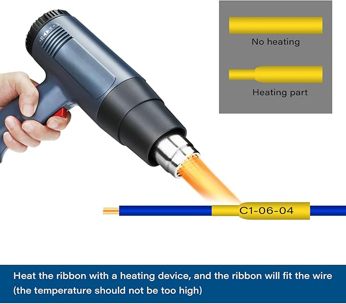 NineLeaf 2 Roll Black on Yellow Heat Shrink Tubes Label Tape Compatible for Brother HSe-621 HSe621 HS621 HS-621 for P-Touch PT1180 PTD200 PT1090 Label Maker - 8.8mm (0.34inch) x 1.5m (4.92ft)