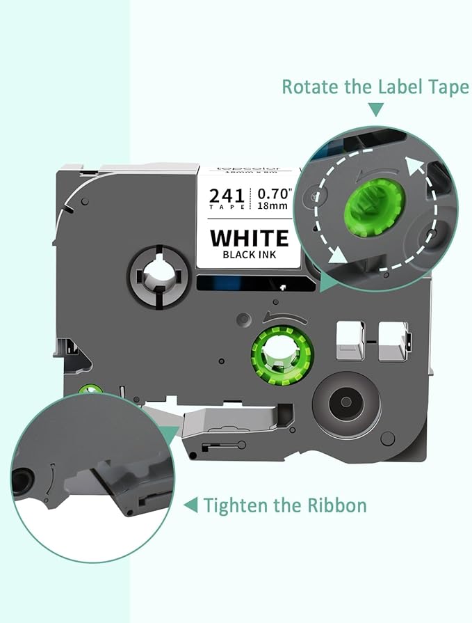 6-Pack 18mm 0.7" Laminated Tape Compatible for Brother P-Touch Label Tape 18mm 0.7 Inch Laminated Colored Tze Tz 3/4" Label for PTD400 PTD610BT PTD410 PTD600, White/Red/Yellow/Blue/Green/Pink