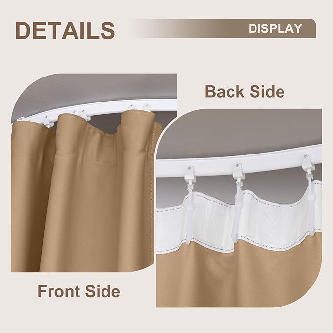 Room Divider Curtains & Flexible Bendable Tracks Set,Privacy Dividers Ceiling Track Curtain Window Blackout Curtains for Living Room Bedroom (W150 × H108 In 1 Panel Khaki Drape & White Rail)