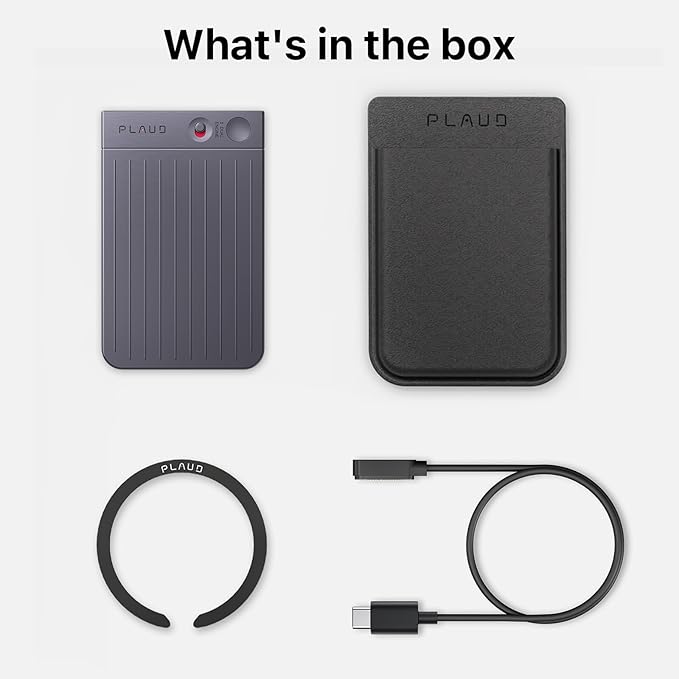 AI Voice Recorder, Note Voice Recorder w/Case, App Control, Transcribe & Summarize with AI Technology, Support 112 Languages, 64GB Memory, Audio Recorder for Lectures, Meetings, Calls, Black