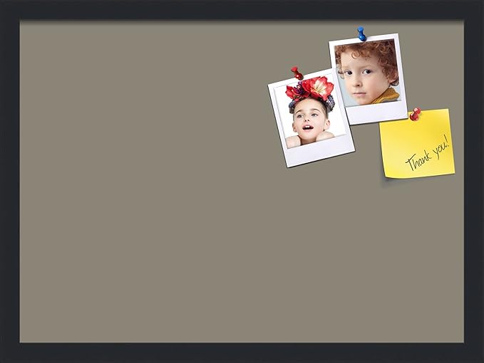 PinPix 22x16 Inch Cork Bulletin Board. This Decorative Framed Pin Board Comes with Pewter Design and a Satin Black Frame. Ideal for Home Office Decor or Message Board (PinPix-1812)