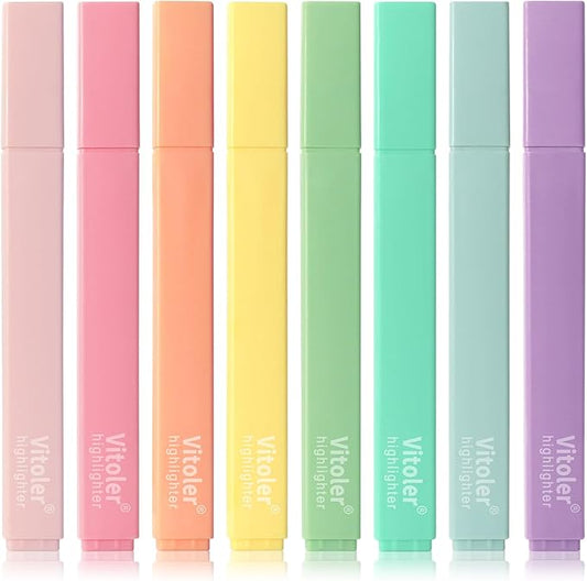 Vitoler Bible Highlighters,Aesthetic Cute Highlighters,8pcs Colorful Highlighter Markers No Bleed for Office School Supplies