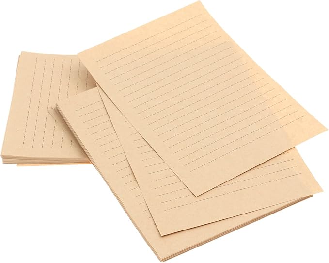 100Pcs Vintage Kraft A5 Lined Letter Paper Retro Writing Paper for Home Office Stationary1
