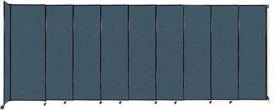 Wall-Mounted Sliding StraightWall Room Divider | Adjustable Widths | Locking Wheels | Room Separator | Up to 19'9" Wide x 7'6" Tall Caribbean Fabric Panels