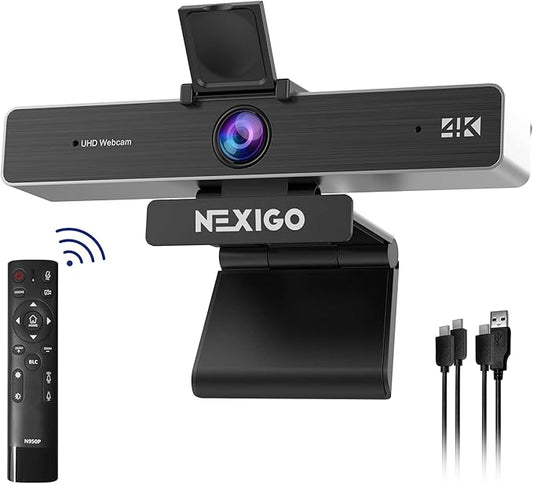Zoom Certified, NexiGo N950P (Gen 2) 4K Zoomable Webcam, RF Remote, Sony_Starvis Sensor, 5X Digital Zoom, Pro Web Camera with Dual Stereo Mics, for Zoom Skype Teams Twitch