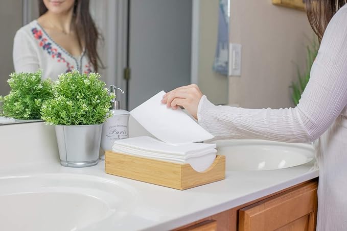 50 Paper Towels Cloth-Like Hand Tissue Paper Napkins, Disposable Hand Towels for Bathroom Guests, Disposable Face Towel for Guest, Washcloths or Dinner Napkin, Made in USA, White