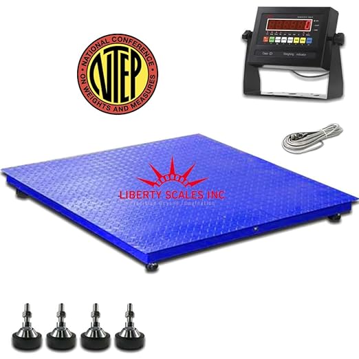 Liberty LS-800-3x3 NTEP Certified (Legal for Trade) Heavy Duty Industrial Floor Scale | 36" x 36" | Capacity of 1000 lbs x 0.2 lb Blue