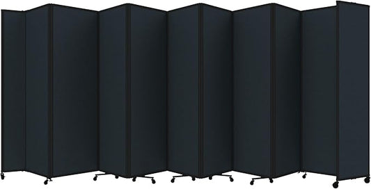 Versare Room Divider 360 Portable Wall Partition | Folding Panels | Large Freestanding Divider | Locking Wheels | Temporary Room Separator | 25' x 7'6'', Blue Spruce