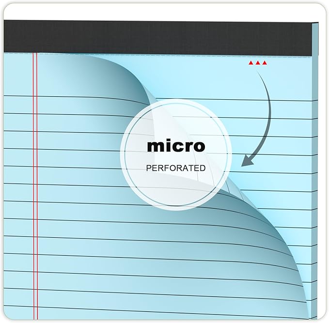 6pcs Small Note Pad 5x8 College Ruled Blue Legal Pads Paper Notepads 6 Pack Study Back Writing Pads 5 x 8 Legal Pads Perforated Narrow Ruled Pads of Paper Blue