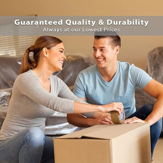 36 ROLLS [UPGRADED] Brown Premium Packing Tape, 65 YARDS, 2.2 mil, Heavy Duty Packaging Tape for Shipping, Moving, Sealing - STRONGER & THICKER