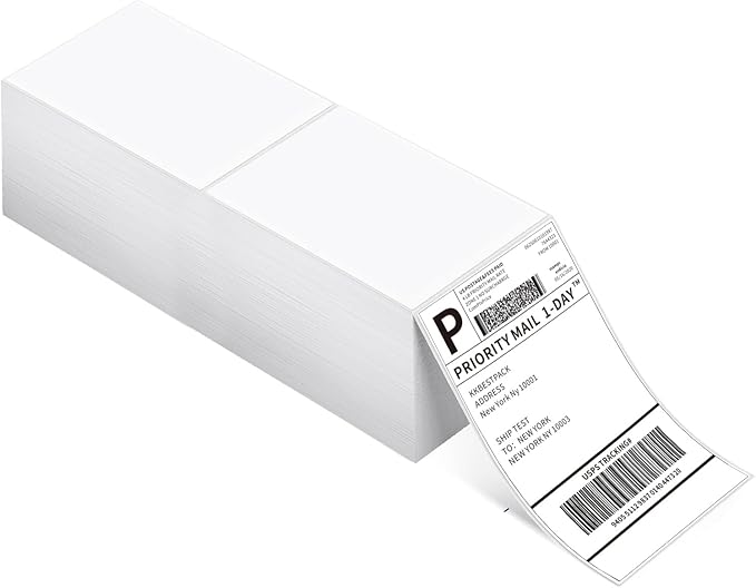 KKBESTPACK Mailing Labels – 2000 Fanfold 4 x 6 Direct Thermal Shipping Labels
