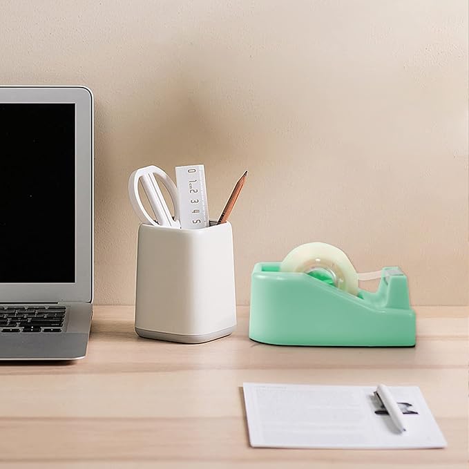 1Pcs Desktop Tape Dispenser Adhesive Roll Holder with Weighted Nonskid Base, Green (Tape not Included)