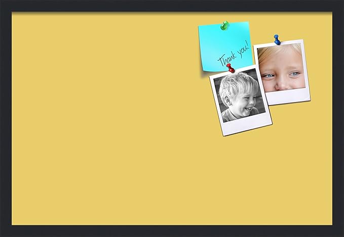 PinPix 27x18 Inch Cork Bulletin Board. This Decorative Framed Pin Board Comes with Honey Pastel Design and a Satin Black Frame. Ideal for Home Office Decor or Message Board (PinPix-1810)