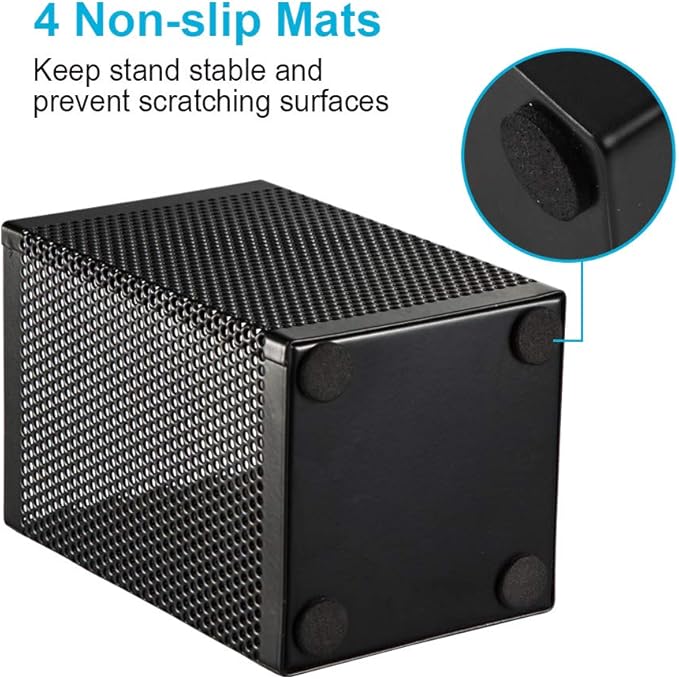 Comix Mesh Pen Holder Desk, Wire Pencil Holder with Foam Pad and Non-Slip Bottom Office Supplies Desk Organizer for Home Office School, 1 Pack