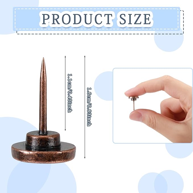 30 Pieces Push Pins, Metal Thumb Tacks for Picture Photo Hanging, Wall Pins for Board Posters Bulletin Maps, Wall Tack for Office Home Decorative(Red Bronze)