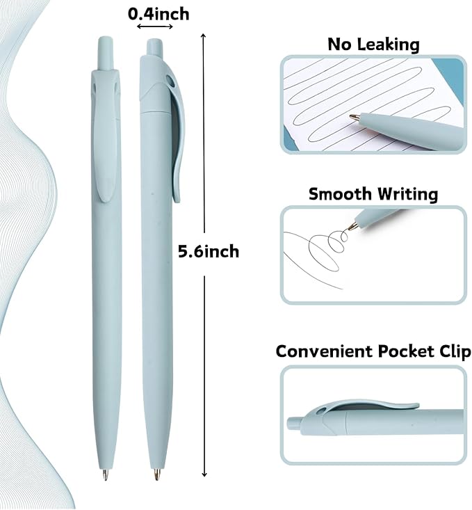 BallPoint Pens, 100 Pack (BLACK Ink),Bulk Pens, Light Blue/Mint Green Barrel,Click Pens for Office Home and School, Retractable Ballpoint Pens, Medium Point, 1.00MM (Light Blue/Mint Green)