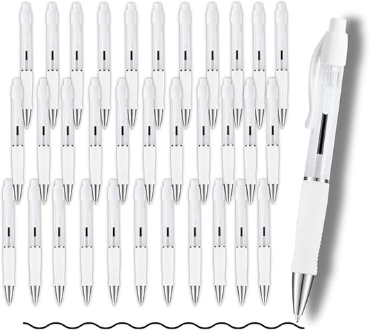 BallPoint Pens Bulk, 100 Pack White Barrel (BLACK Ink), No Bleed Black Ink with soft Grip, Click Pens for Office Home and School, Retractable Ballpoint Pens, Medium Point, 1.00MM Smooth Writing