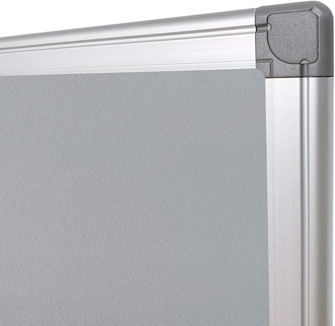 BIBOC Grey Fabric Bulletin Board, 36 x 24 inch, Wall Mounted Fabric Notice Board Cork Bulletin Board, Felt Board, Pin Board, Memo Board Sliver Aluminum Framed for Homes or Offices School