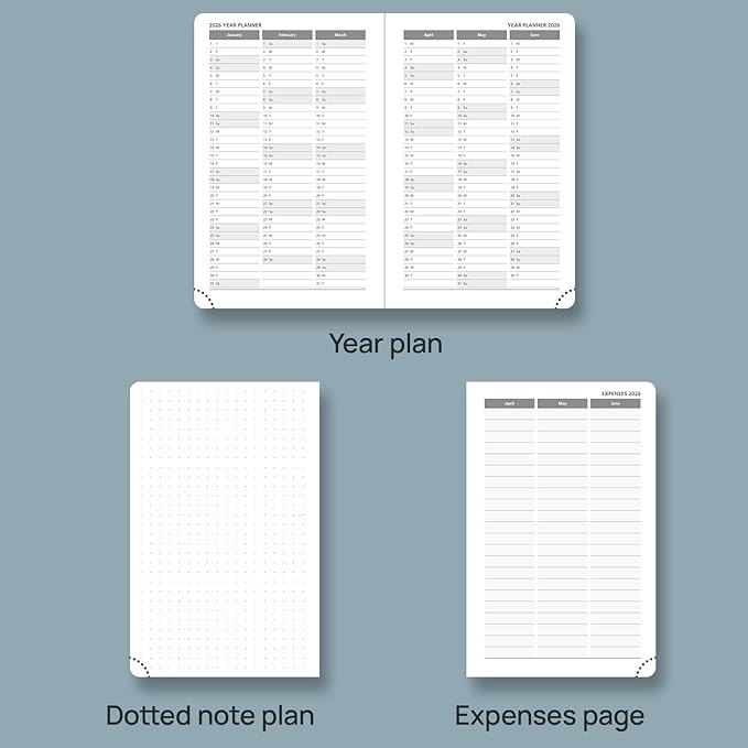 POPRUN Pocket Calendar 2026 (Small Size- 4'' x 6.25") Weekly and Monthly for Purse - Planner 2026 (Jan. 2026 - Dec. 2026) with Vegan Leather Soft Cover, Plastic Ruler, Pen Holder and More - Pink