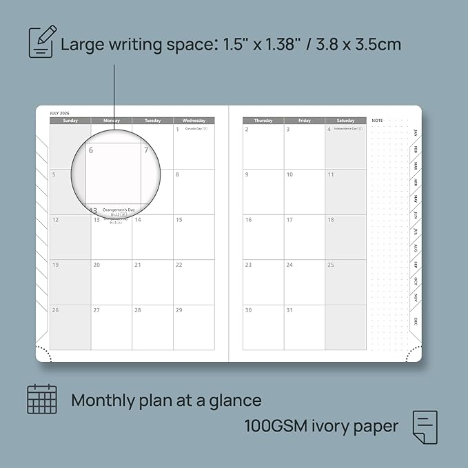 POPRUN 2026 Planner (Medium - 6.5'' x 8.5'') - 2026 Weekly Calendar ((Jan. 2026 - Dec. 2026) with Hourly Time Slots, Weekly/Monthly Appointment Book for Time Management - Leather Soft Cover - Blue Green