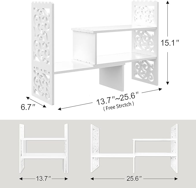Jerry & Maggie - WPC Desktop Organizer White Office Storage Rack Shelf | Birthday Gifts - Toy - Home Decor | Free Style Rotation Display Modern Luxurious Stand Shelf (White)