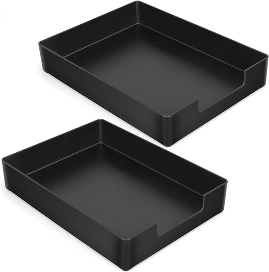 Letter-Size Tray, 2PCS Plastic Stackable A4 Paper Tray, Desk Drawer Organizer, Multi-use Large Storage Basket for Office Home Supplies,13 x 9.6 inch