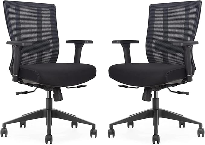Bitchair Ergonomic Mesh Conference Room Chair - Adjustable Lumbar Support Computer Desk Chair with Height Adjustable Arms - Seat Depth Adjustable Office Chair - (Black) (Pack of 2)