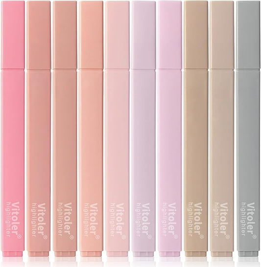 Vitoler Highlighters Assorted Colors,10pcs Cute Pastel Highlighters Multicolor Highlighter for Aesthetic Office School Supplies