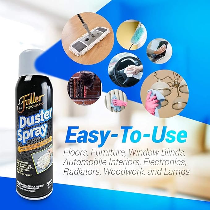 Fuller Brush Duster Spray – 15.5 oz Multi Surface Dust Removing Sprayer - Safe Household Cleaning for Floors, Furniture, Blinds & Car Interiors - 6 Pack