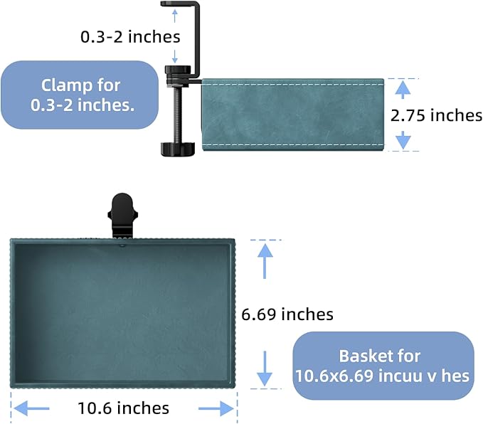 Mesh Hidden Desk Organizer with Swivel Pencil Drawer - Heavy-Duty C-Clamp Mount for Office Supplies, Art Tools & Home Storage, Easy Install Desktop Accessories (Sky Blue)