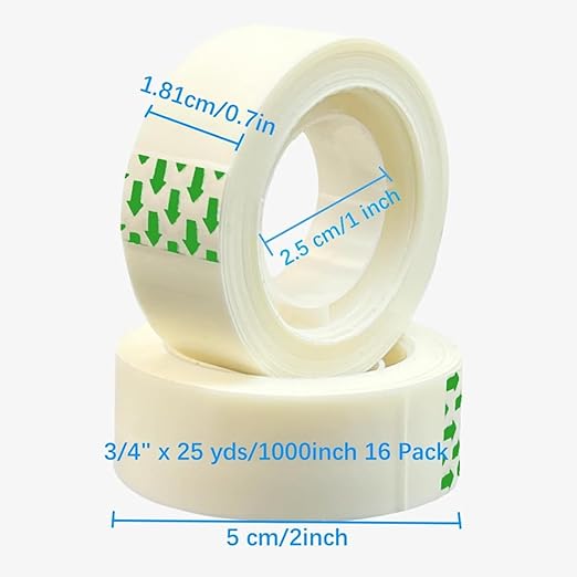 16 Rolls Invisible Tape 0.7 in x 980 Inches 1 inch Core, for Office, Home, School