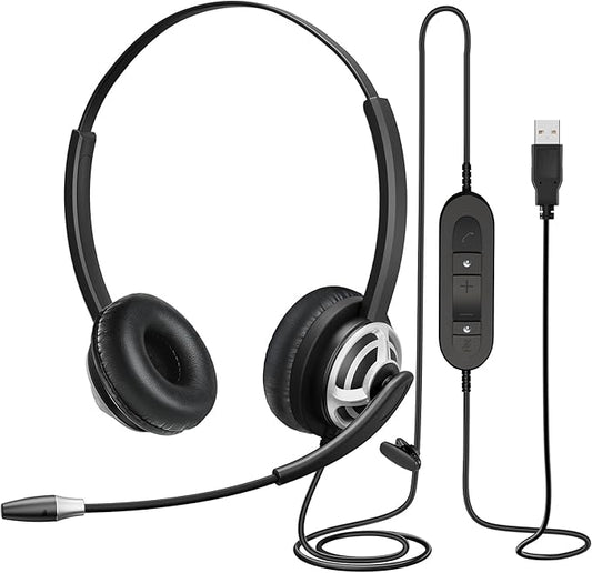 MAIRDI USB Headset With Microphone for Computer, PC, Laptop - Noise Canceling for Teams, Zoom, Office, Call Center, VoIP Phone Calls - Dictation for Dragon Voice Recognition