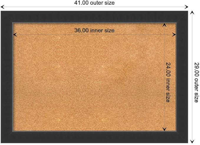 Amanti Art Natural Cork Board for Wall, 29x41 Vision Board with Black Wood Frame, Large Corkboard Office Decor for Home Organization, Modern Contemporary Corkboard Pinboard to display items for home