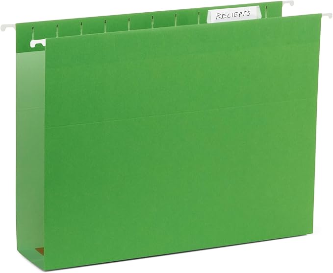 25 Blue Summit Supplies Hanging File Folders 3 inch Expansion, Letter Size, Assorted Colors, 3 inch Hanging File Folders, 11PT Paper, Expandable Hanging File Folders Letter Size 3 inch, 25 Pack