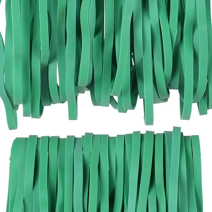 AMUU Rubber Bands Large Flat Fold Length12inch 40 Pieces Fits 8-33 Gallon Trash Cans Green Heavy Duty Elastic Rubber Bands for File folders Office Home Supplies