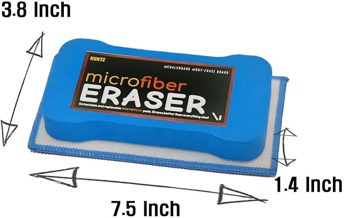 Huntz Dustless Chalk With Microfiber Eraser (Washable & Reusable) (24 Multi-Color Chalks + Eraser)