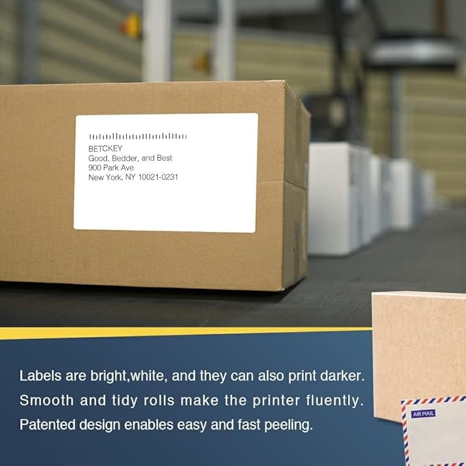 BETCKEY - Compatible Shipping Labels Replacement for Brother DK-1241 (4" x 6"), Use with Brother QL Label Printers [10 Rolls + 2 Reusable Cartridges]