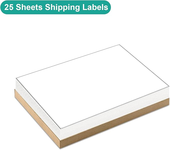 MFLABEL Full Sheet Sticker Labels, Address Labels, White Matte Label Paper, 8-1/2" x 11" Shipping Labels for Laser & Inkjet Printer (25 Labels, 25 Sheets)