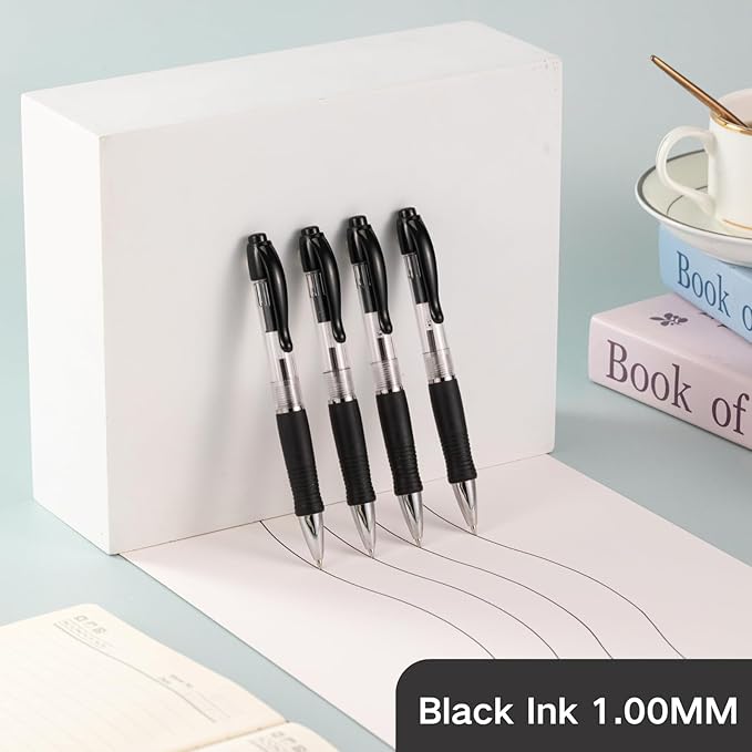 BallPoint Pens Bulk, 100 Pack (BLACK Ink), No Bleed Black Ink with soft Grip, Click Pens for Office Home and School, Retractable Ballpoint Pens, Medium Point, 1.00MM Smooth Writing (Black)